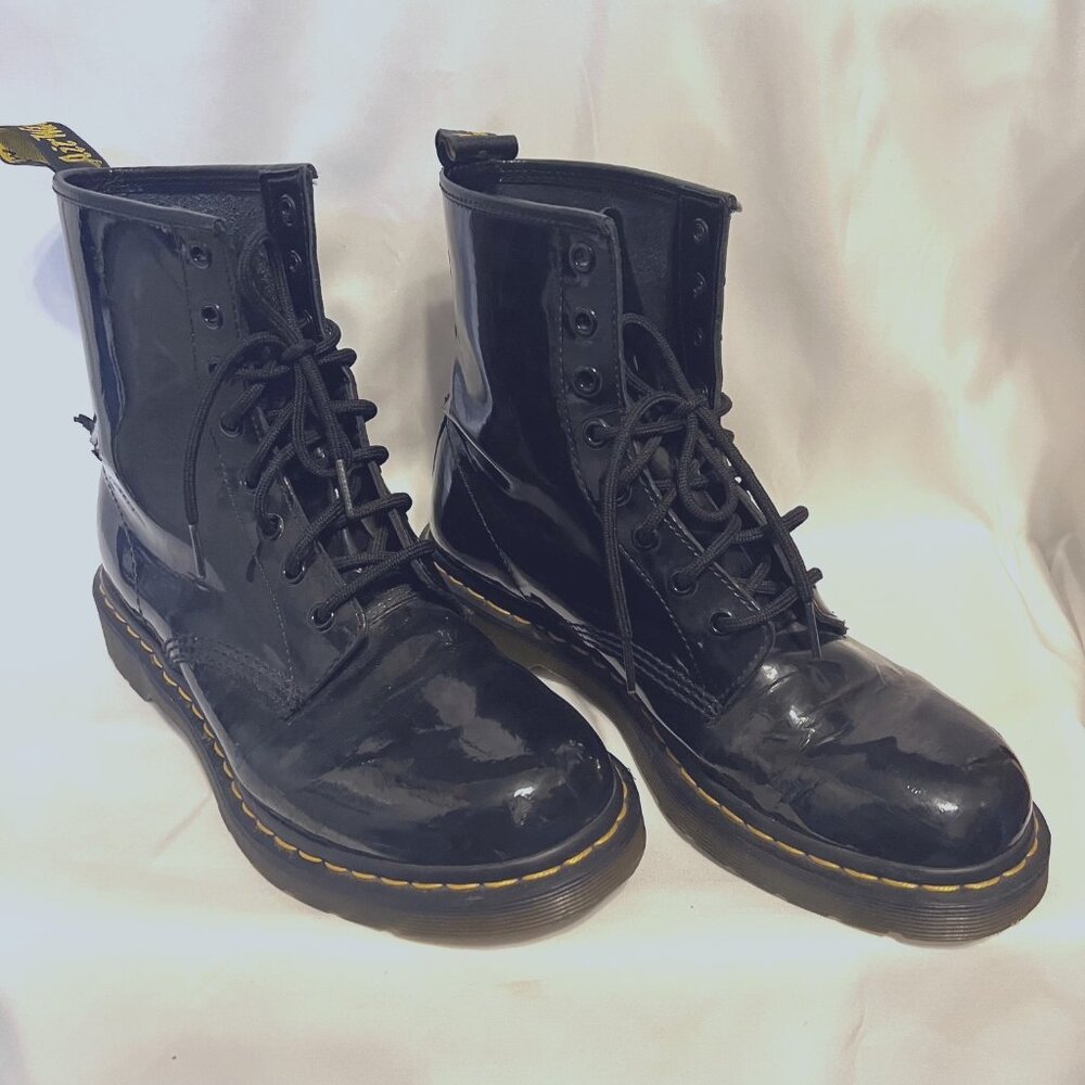 Dr. Martens--Sz.10 #1460 AIR Wair/Bouncing Soles-Black Patent Leather Shiny - Picture 1 of 16